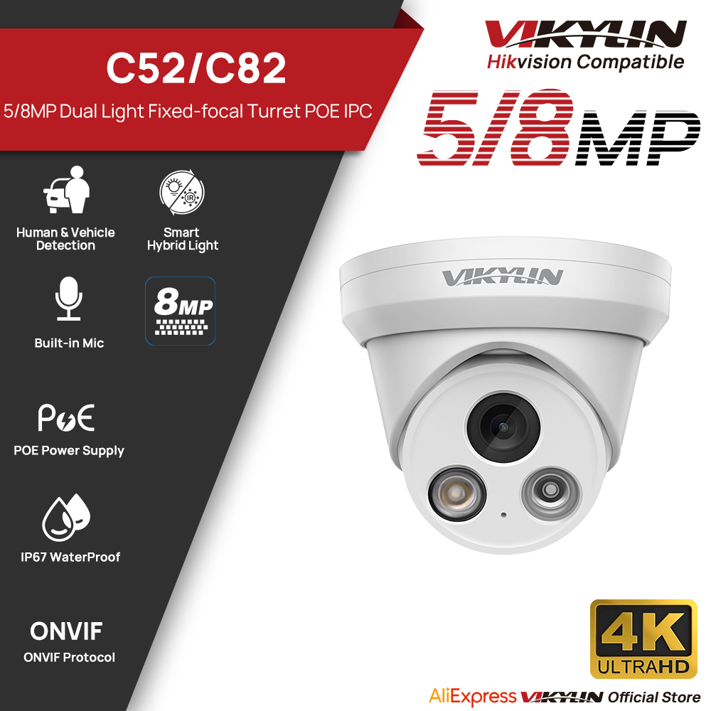 Home Security Lights Outdoors - Câmera IP VIKYLIN 5/8MP 4K com