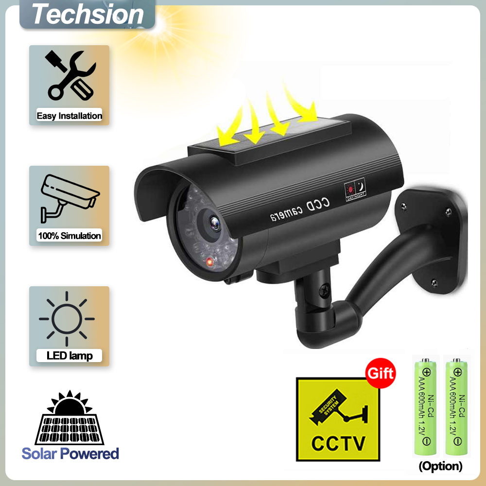 Home Security Lights Outdoors - Câmera de vigilância manequim de painel