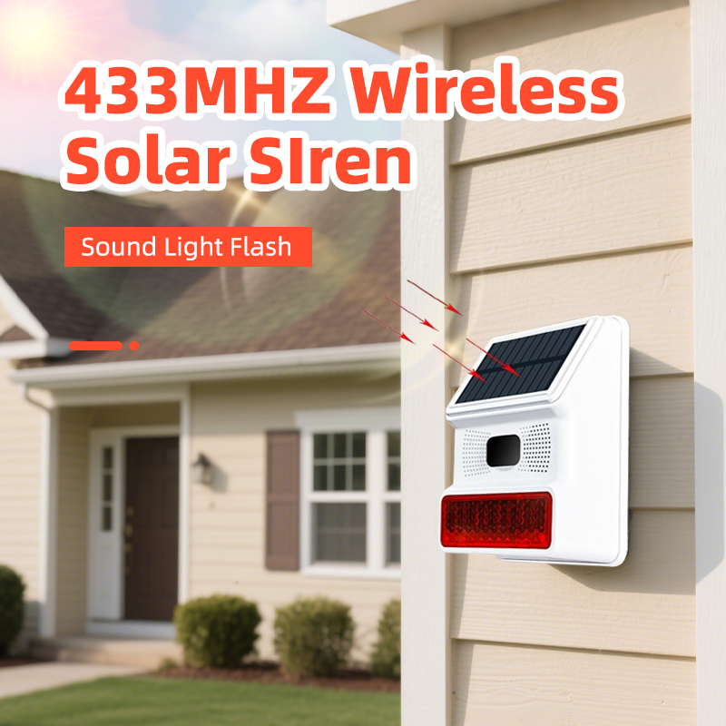 Home Security Lights Outdoors - Sirene de Alarme Externa 433MHZ Sem