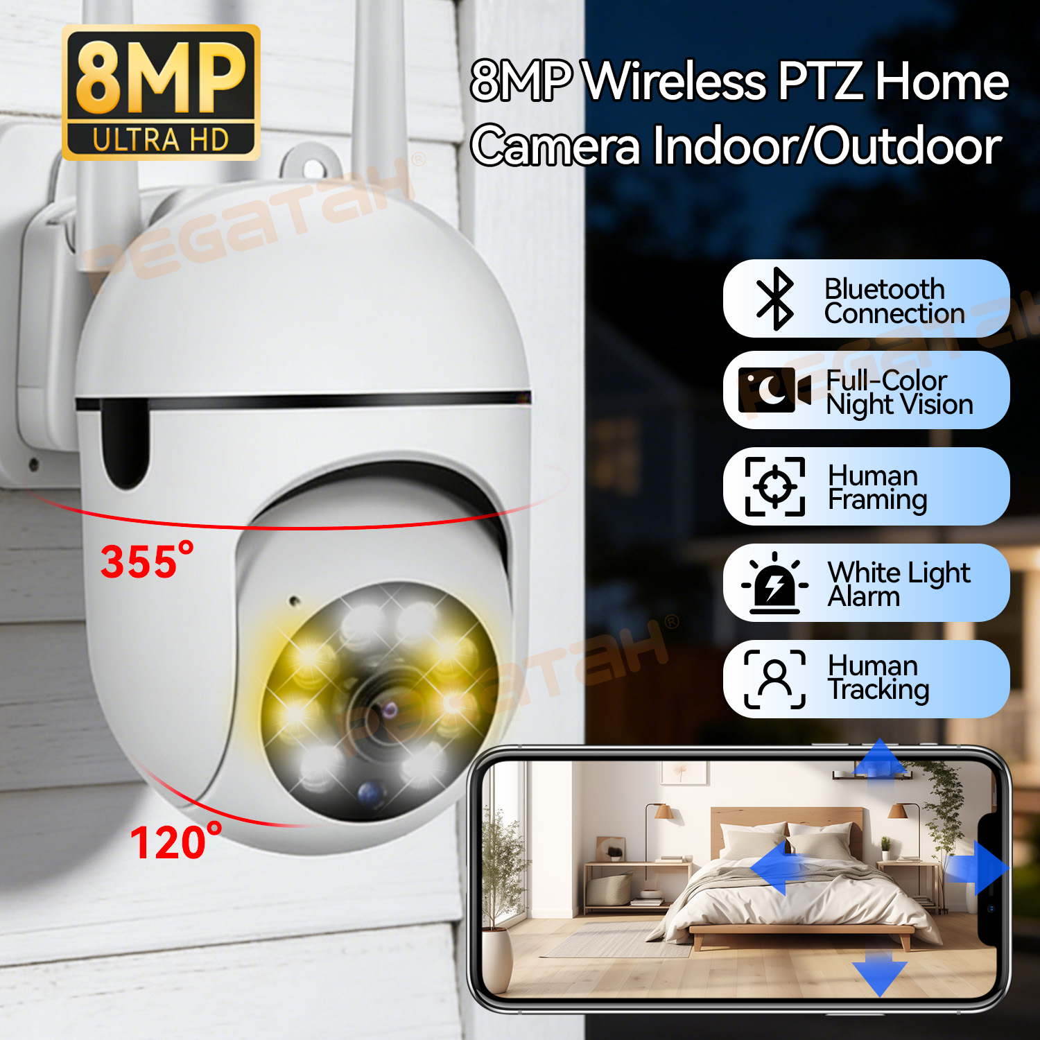 Home Security Lights Outdoors - 8mp 2.4g wifi ip cctv câmera
