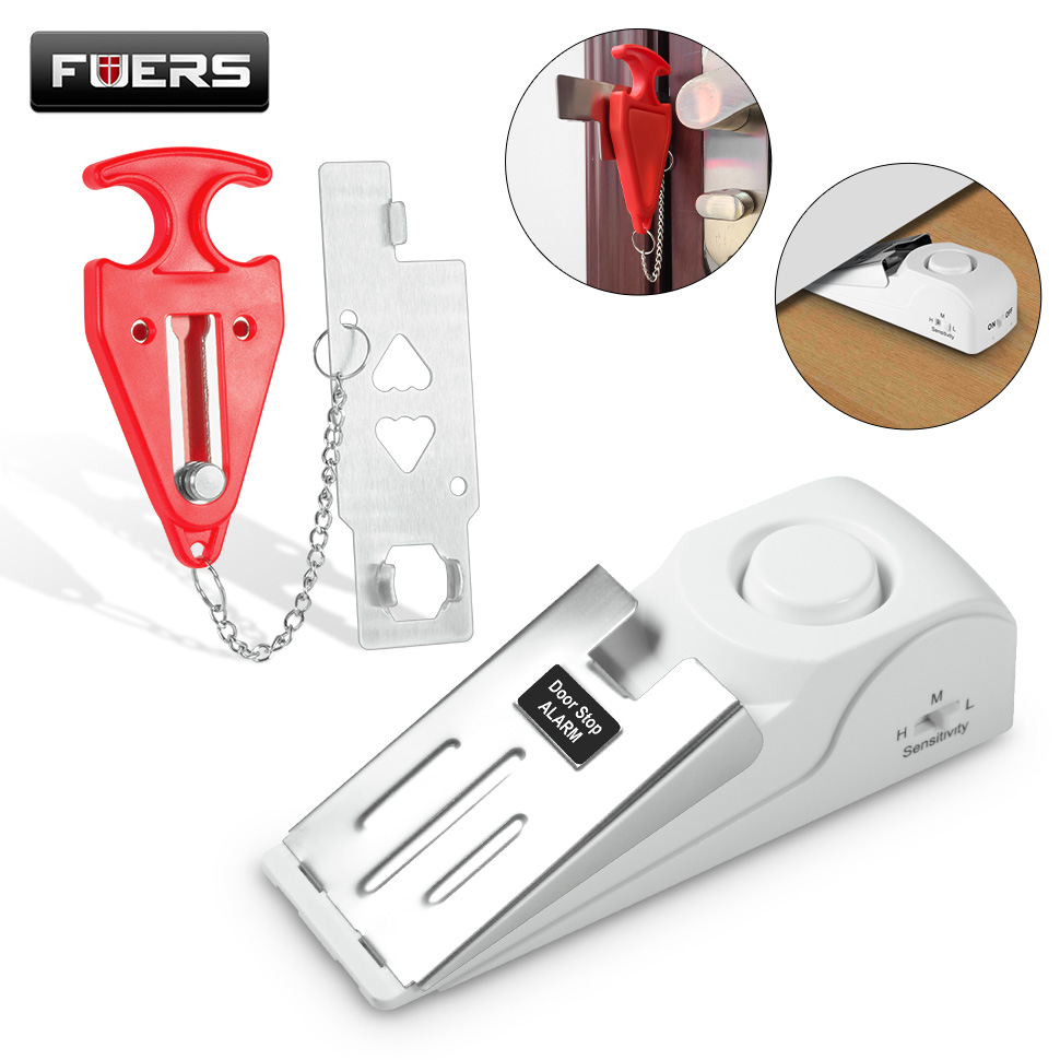 Home Security Lock System - Fuers-Wireless Door Stop Alarm System, Kit